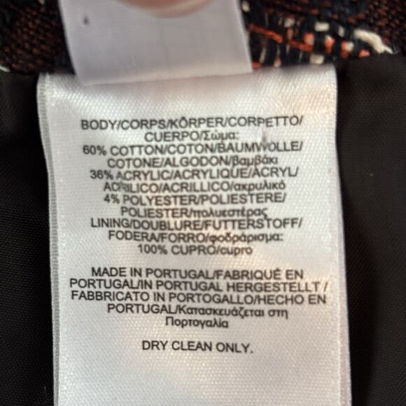 Brooks Brothers Womens Skirt 8 Tweed Neon Orange Burgundy Blue Career Work Wear - Picture 5 of 5